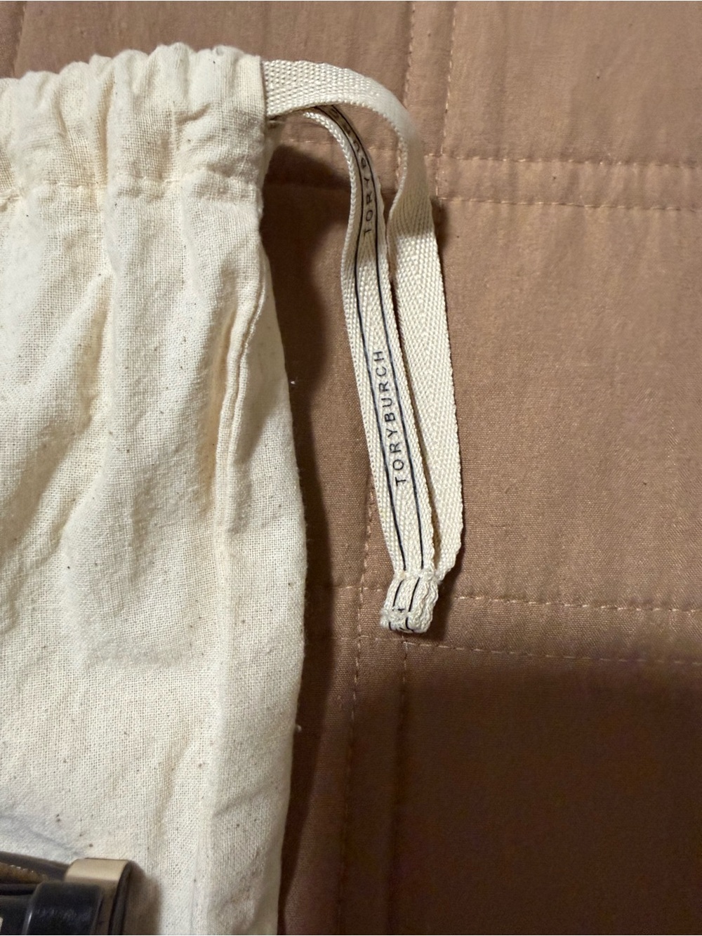 Tory Burch Cream and Black Logo Tote with Brown Straps - Picture 7 of 12